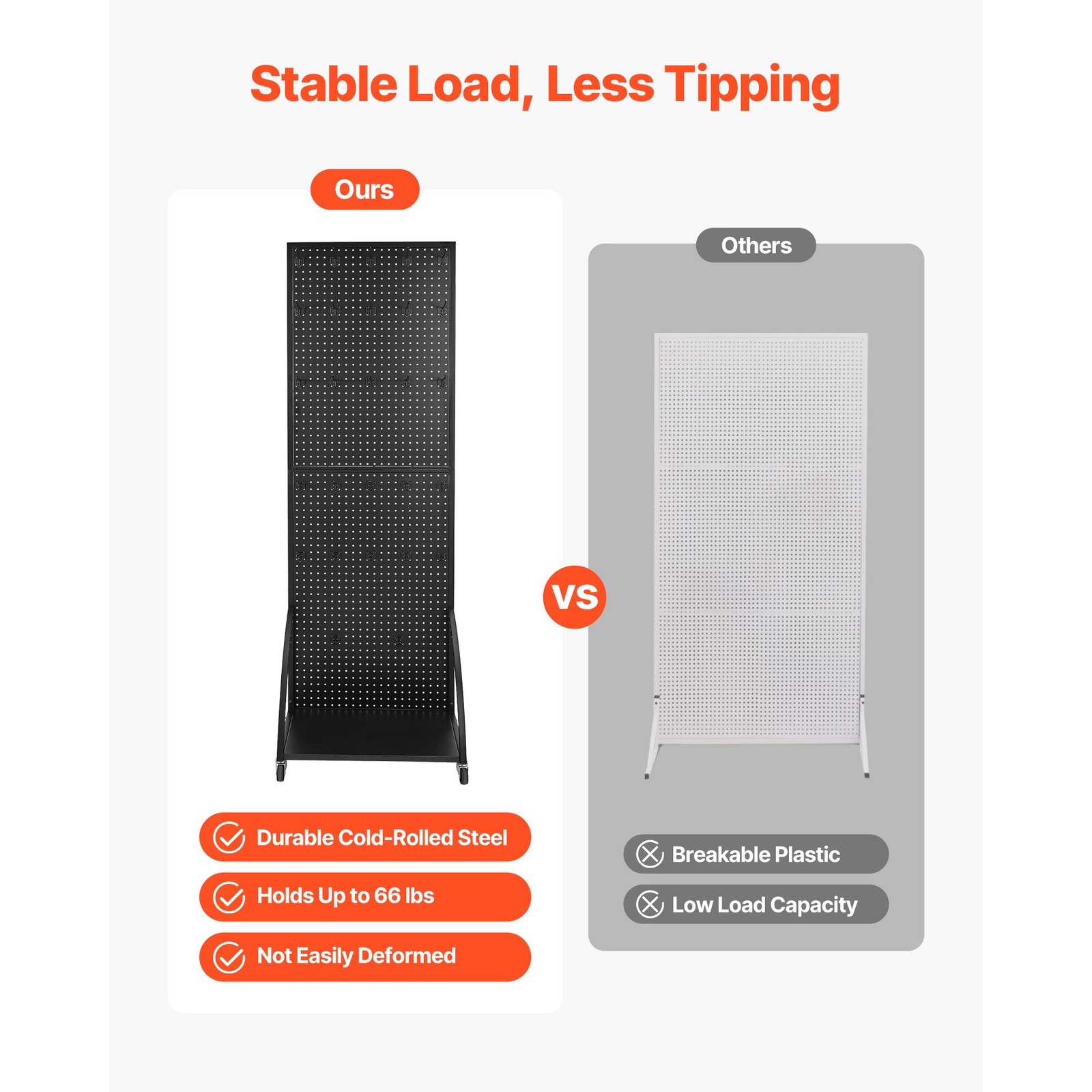 Uimoso Black Pegboard Stand with 30 Hooks and Display Panel