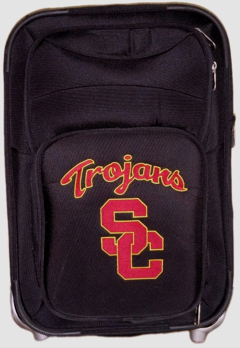 Denco NCAA USC Trojans 21 in. Black Carry-on Rolling Softside Suitcase Luggage
