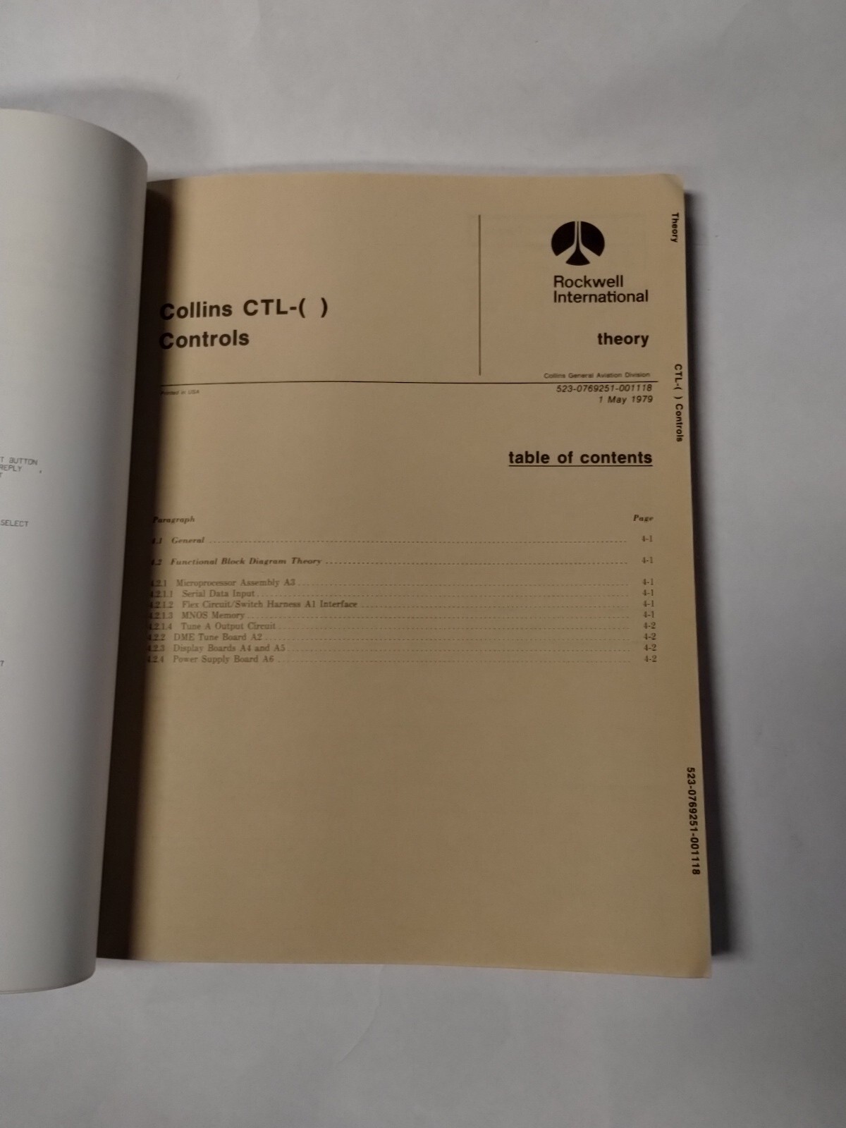 Collins CTL- ( ) Controls Instruction Book 523-0769247-00111A-Original