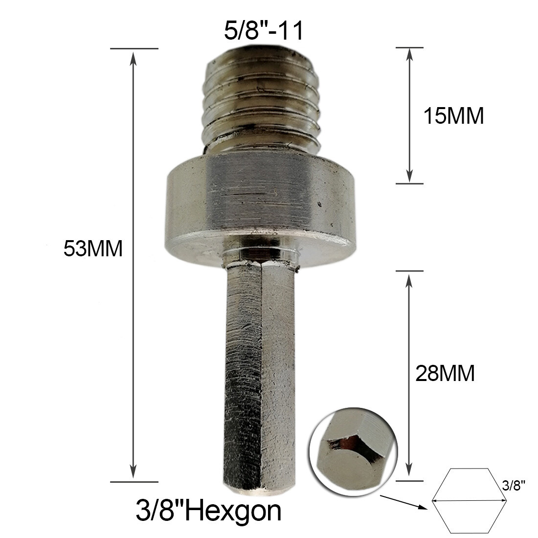 Converter for Adapter 5/8"-11 thread to Hex Shank Core Bits Drill Bit Hand Drill