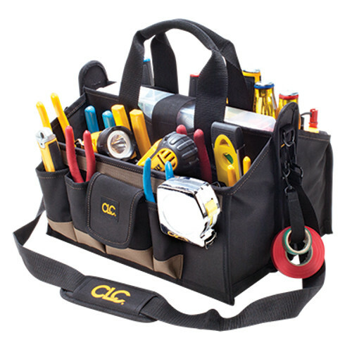 Custom Leathercraft CLC 1529 - 17 Pocket 16" Center Tray Tool Bag Carrier Holder