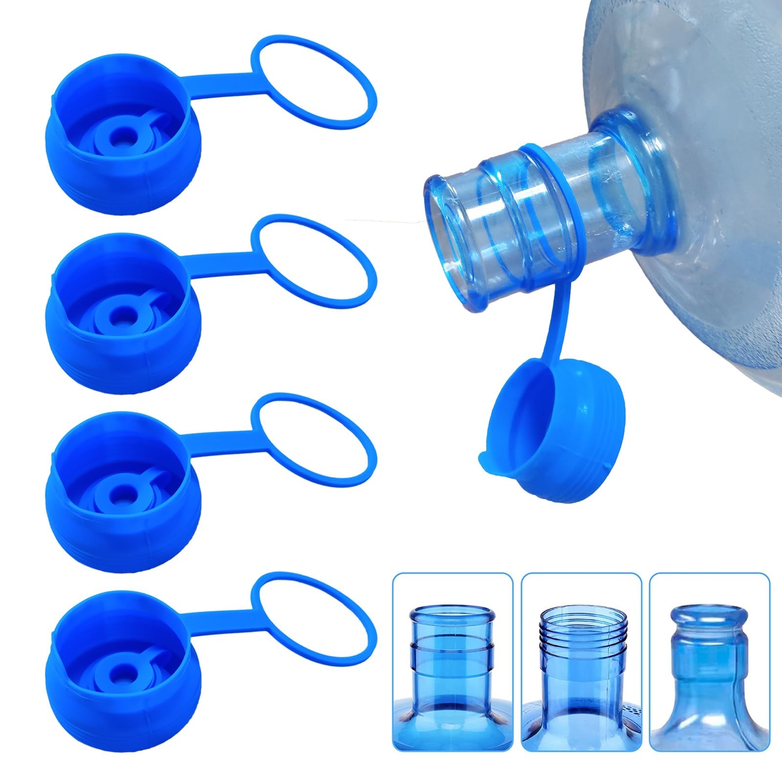 3  5 Gallon Water Jug Cap Reusable, Food Grade Silicone Replacement Gallon Ca...