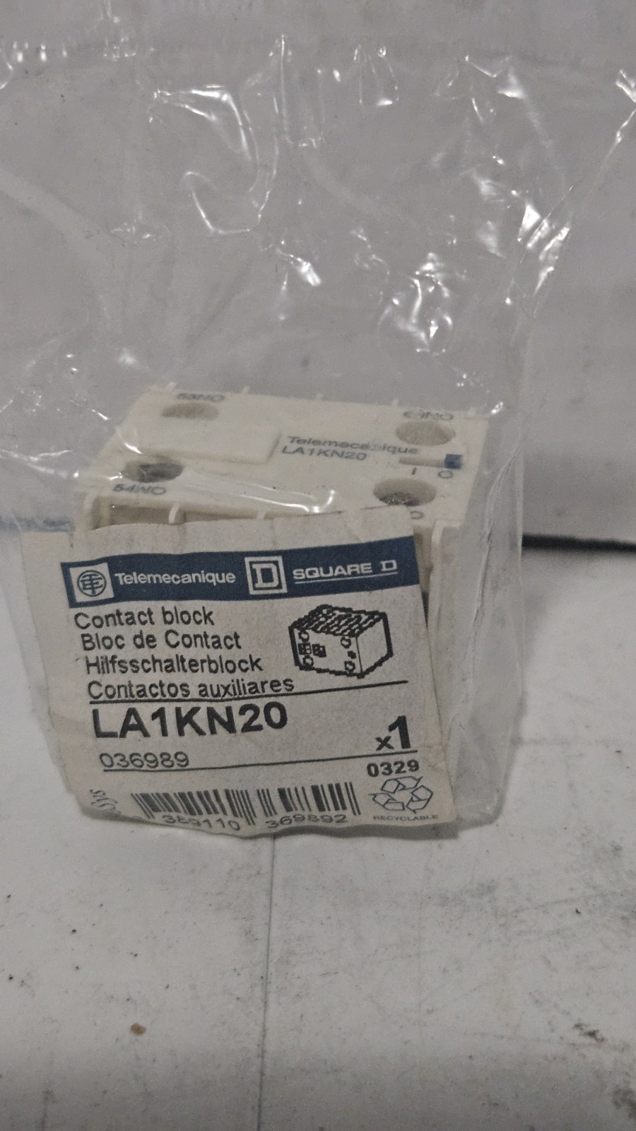 Schneider LA1KN20 TeSys K Auxiliary Contact Block 2NO Front Mount NEW)