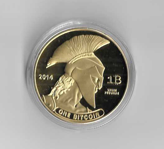 Bitcoin BTC - Titan 2014 - Cryptocurrency Gold Plated Commemorative Coin New