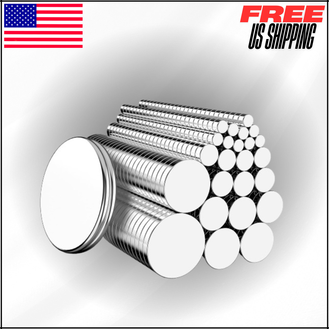 Round Magnetic Rare Earth Neodymium Fridge Magnet 8 Sizes Silver 600Pk