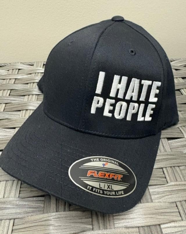 Flexfit Yupong cap, style 6277, black with I Hate people on front. New with tags