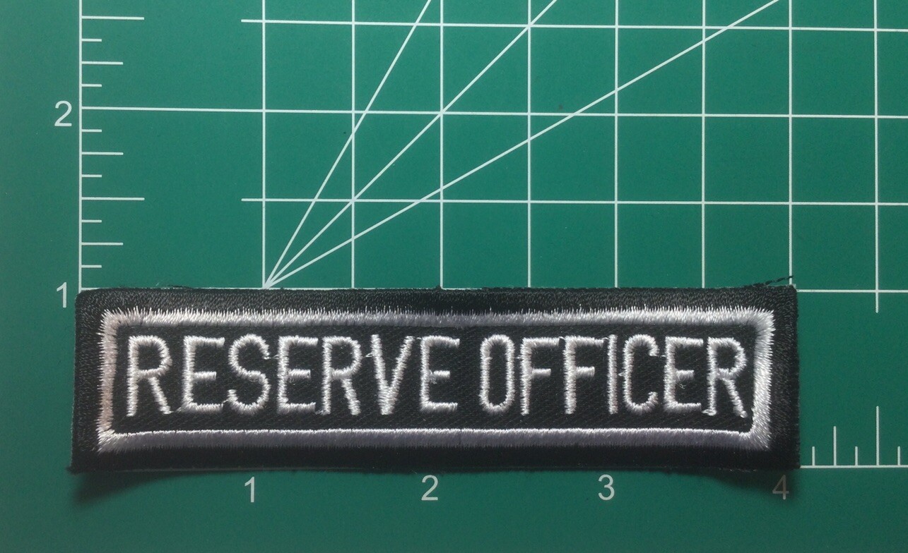 (2) RESERVE OFFICER  Straight Bar Embroidered Patch - SILVER & BLACK SCHEME