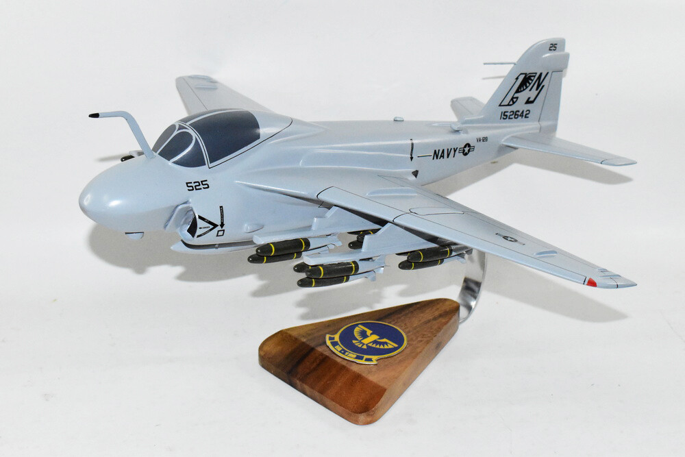 VA-128 Golden Intruders A-6e Intruder Model, 1/36th Scale, Mahogany, Navy