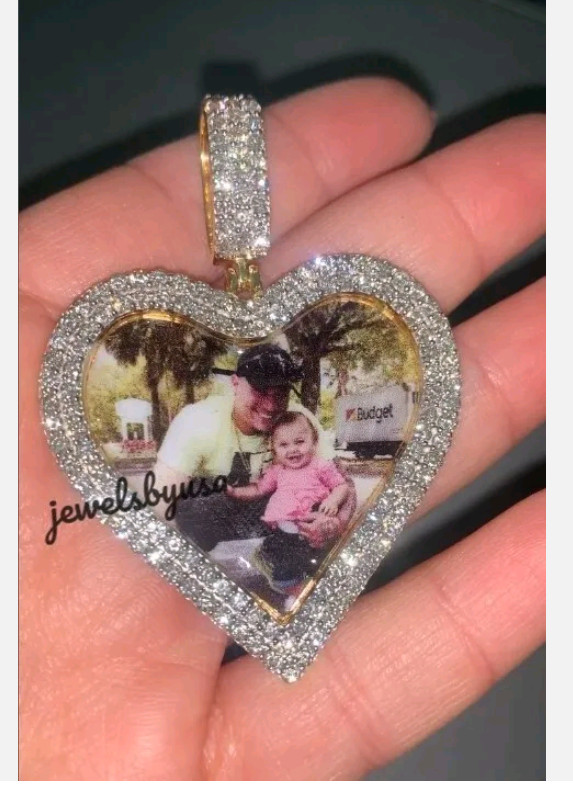 925 Sterling Silver custom Logo Pendant Valentine's Heart Broken VVS Moissan