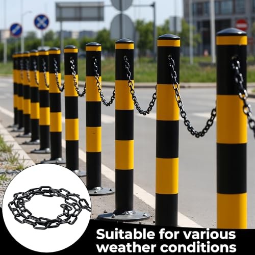 Black Plastic Chain Links, 3 Ft 6mm Plastic Chains with 5 S-Hooks, Linking