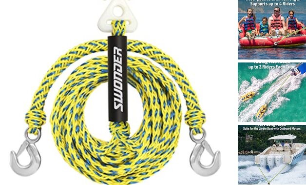 Boat Tow Harness for Tubing - 16ft Tow Rope for 4 Riders Towable Tube with