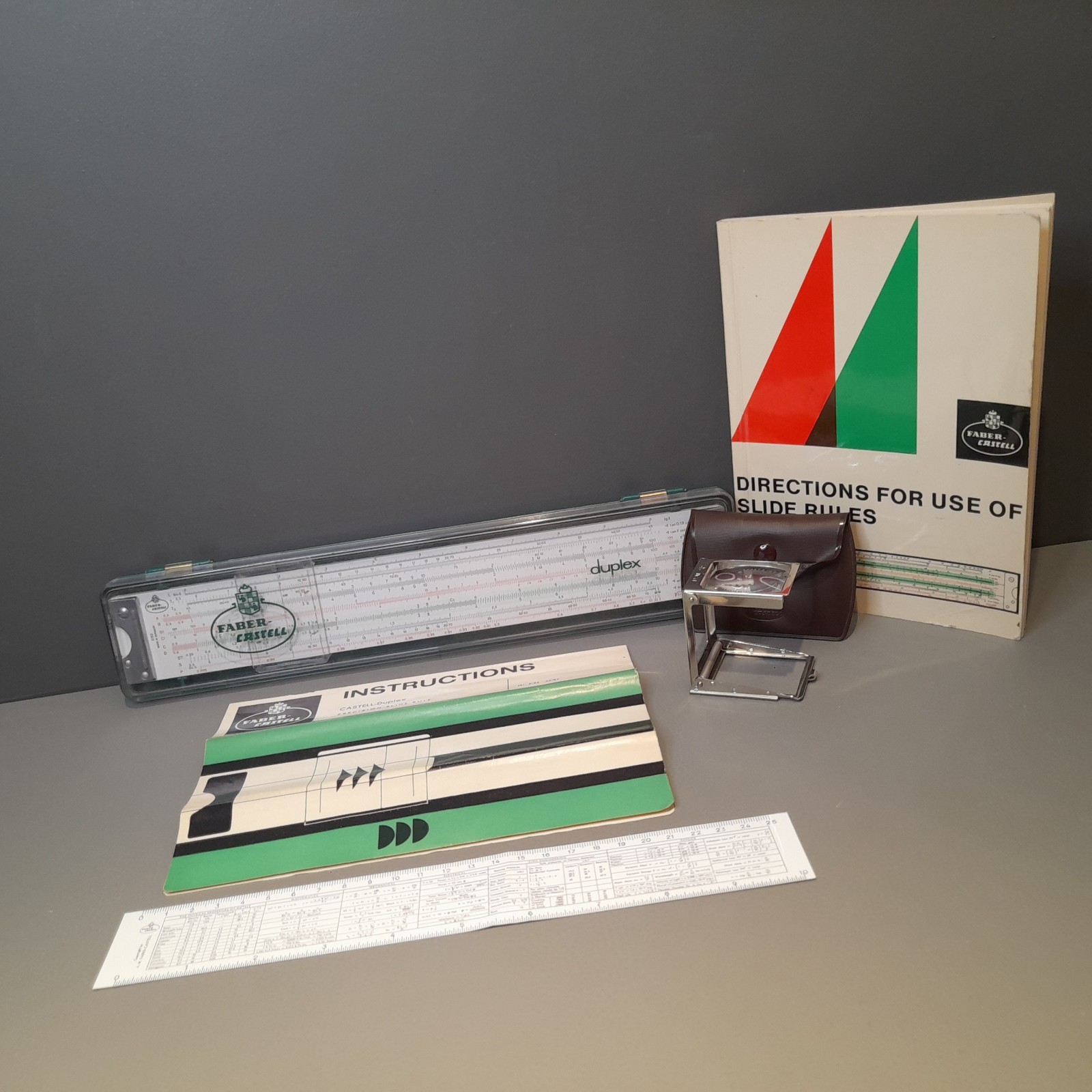 Faber Castell 2/82 Duplex Slide Rule Set & Magnifying Cursor VGC - Made Germany