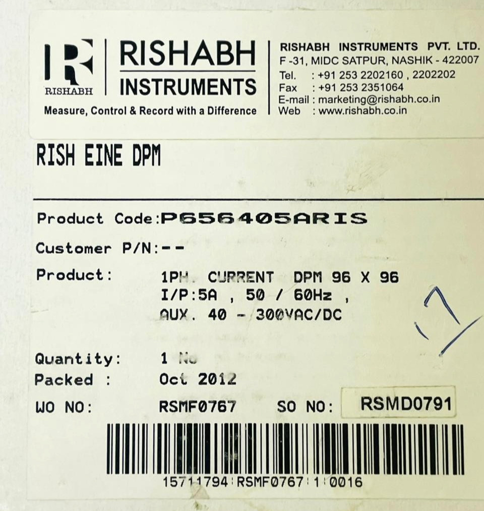 Rishabh RISH Eine A DPM Current Meter P656405ARIS