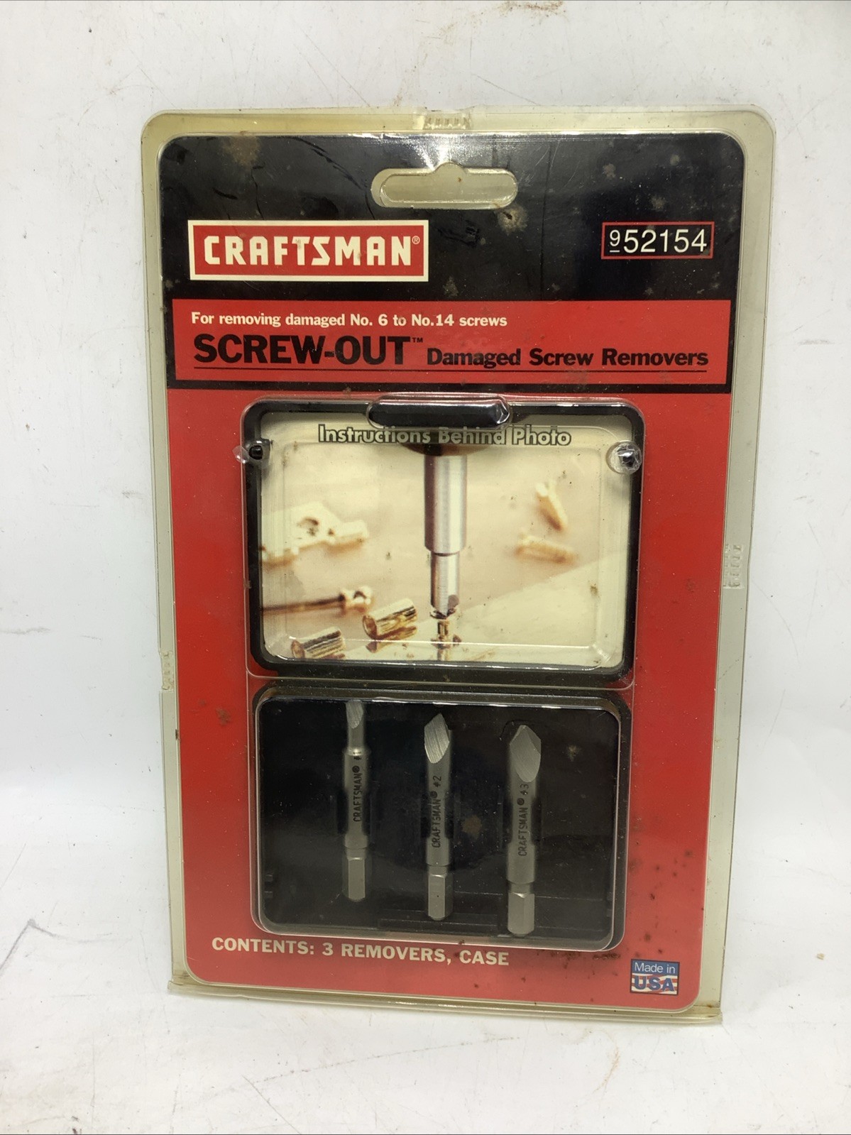 New Craftsman 3 Piece Screw-Out Damaged Screw Removers w/case 6-14 Screws 952154