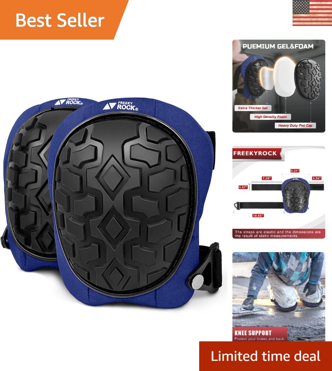 Professional Knee Pads for Work Construction with Heavy Duty Cap Foam Padding...