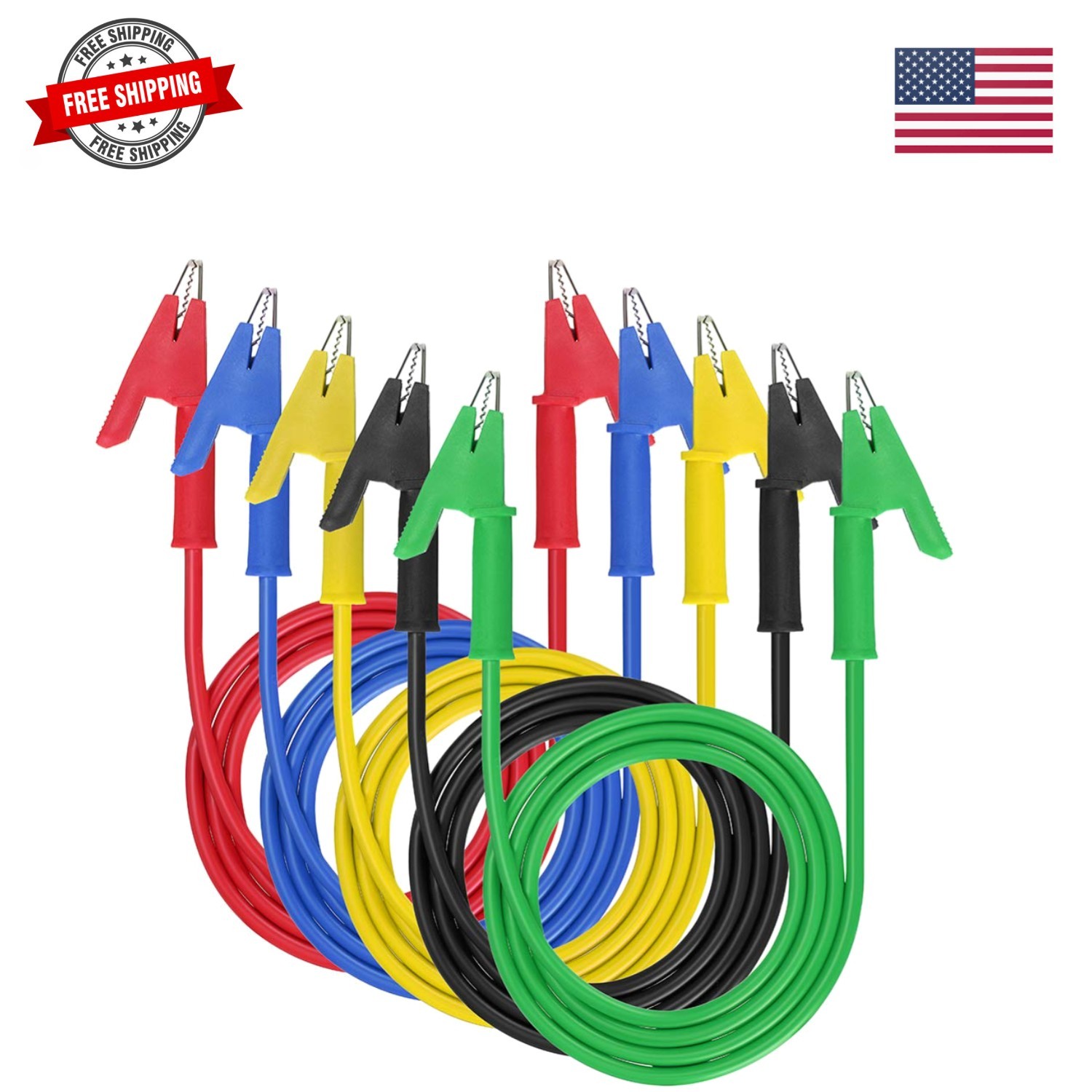 5 Pack Alligator Clips  Leads with Insulators Clips,Dual Ended Alligator Clip...
