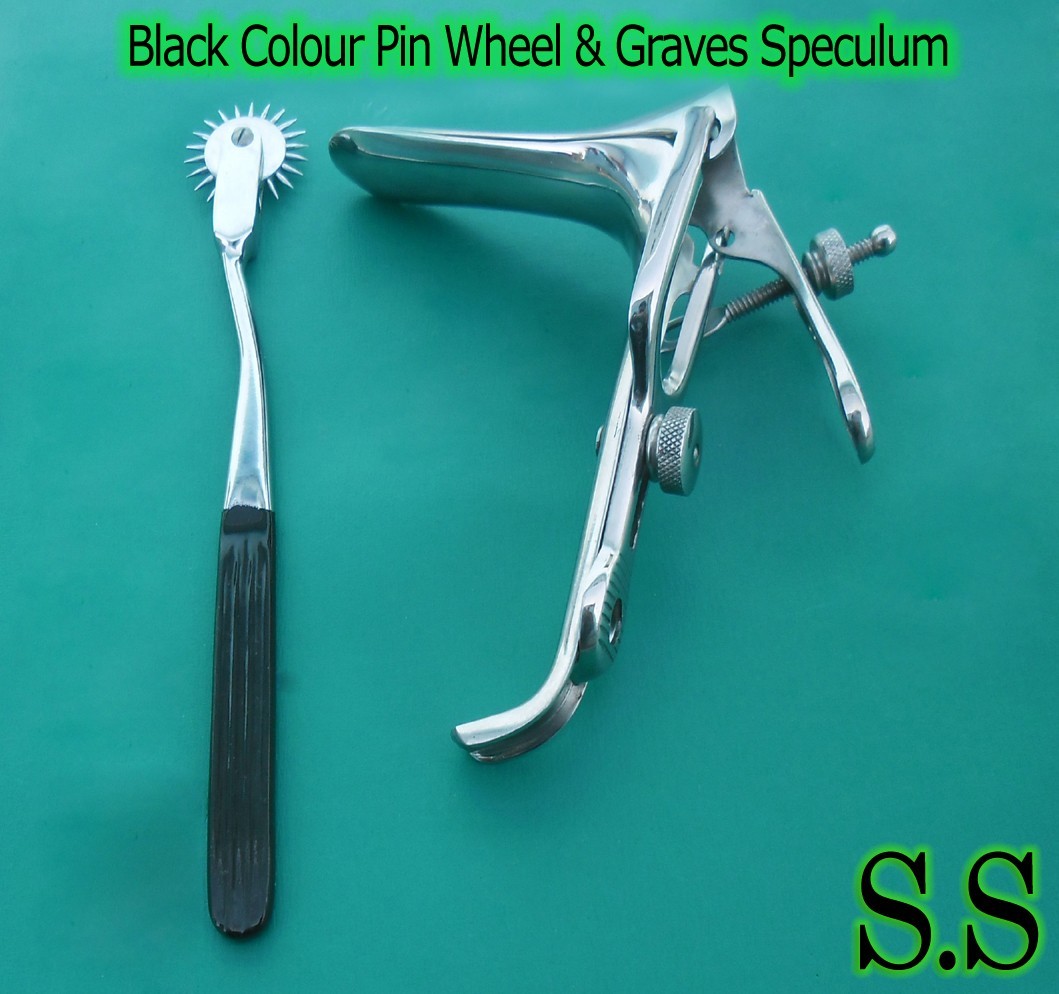 Graves Vaginal Speculum Small & Black Colour Pin wheel Gynecology Instrument
