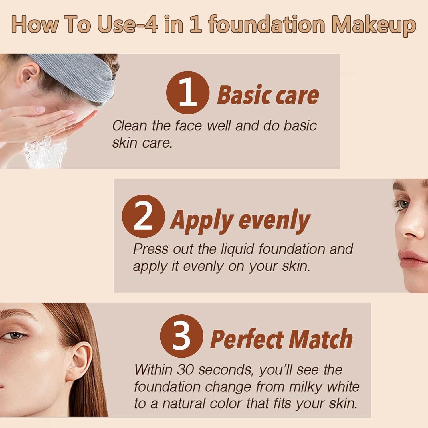 lightweight 4 In 1 Color Changing spf 50 Foundation, Medium Spectrum waterproof