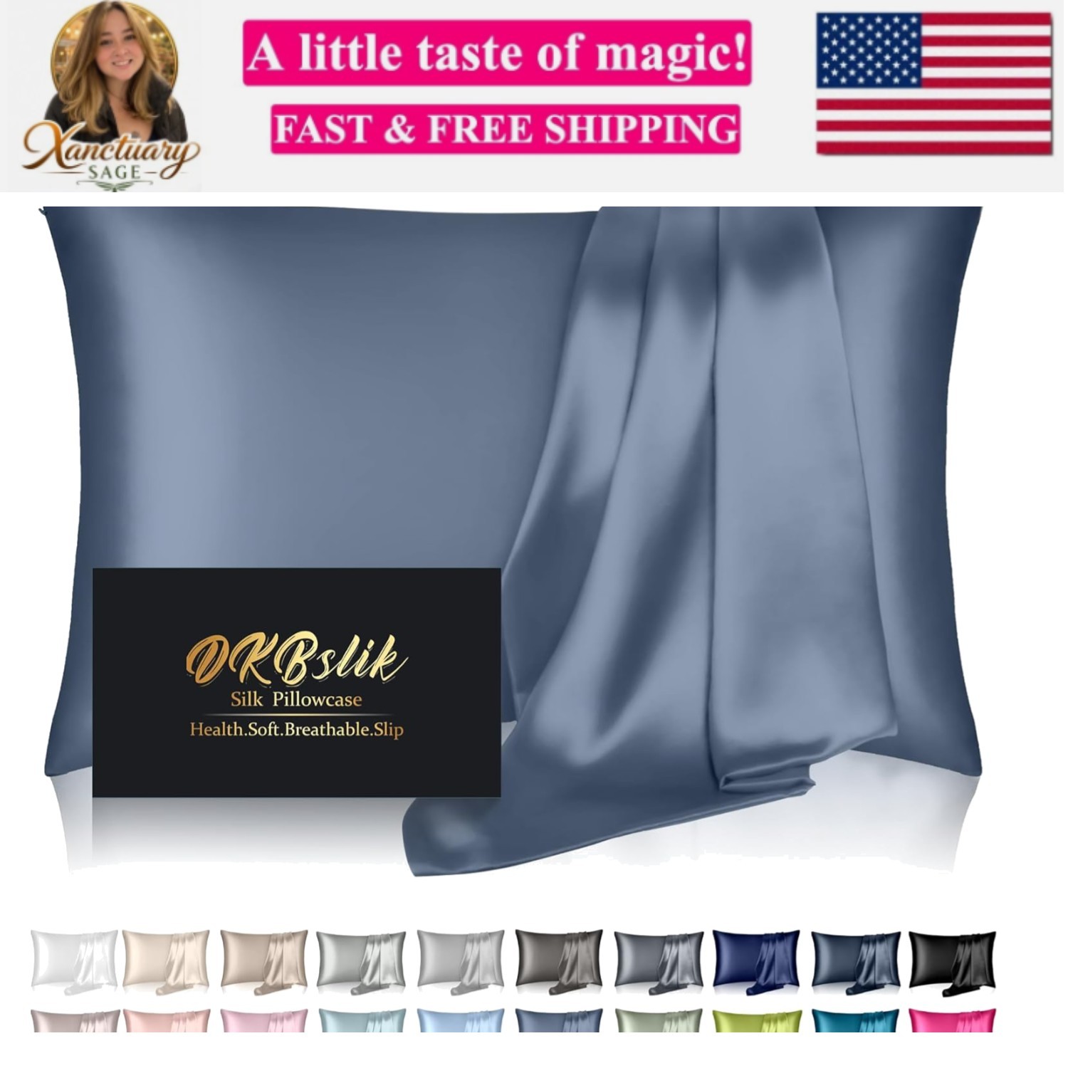 Silk Pillowcase for Hair and Skin, Mulberry Silk Pillow Cases Standard Size, ...