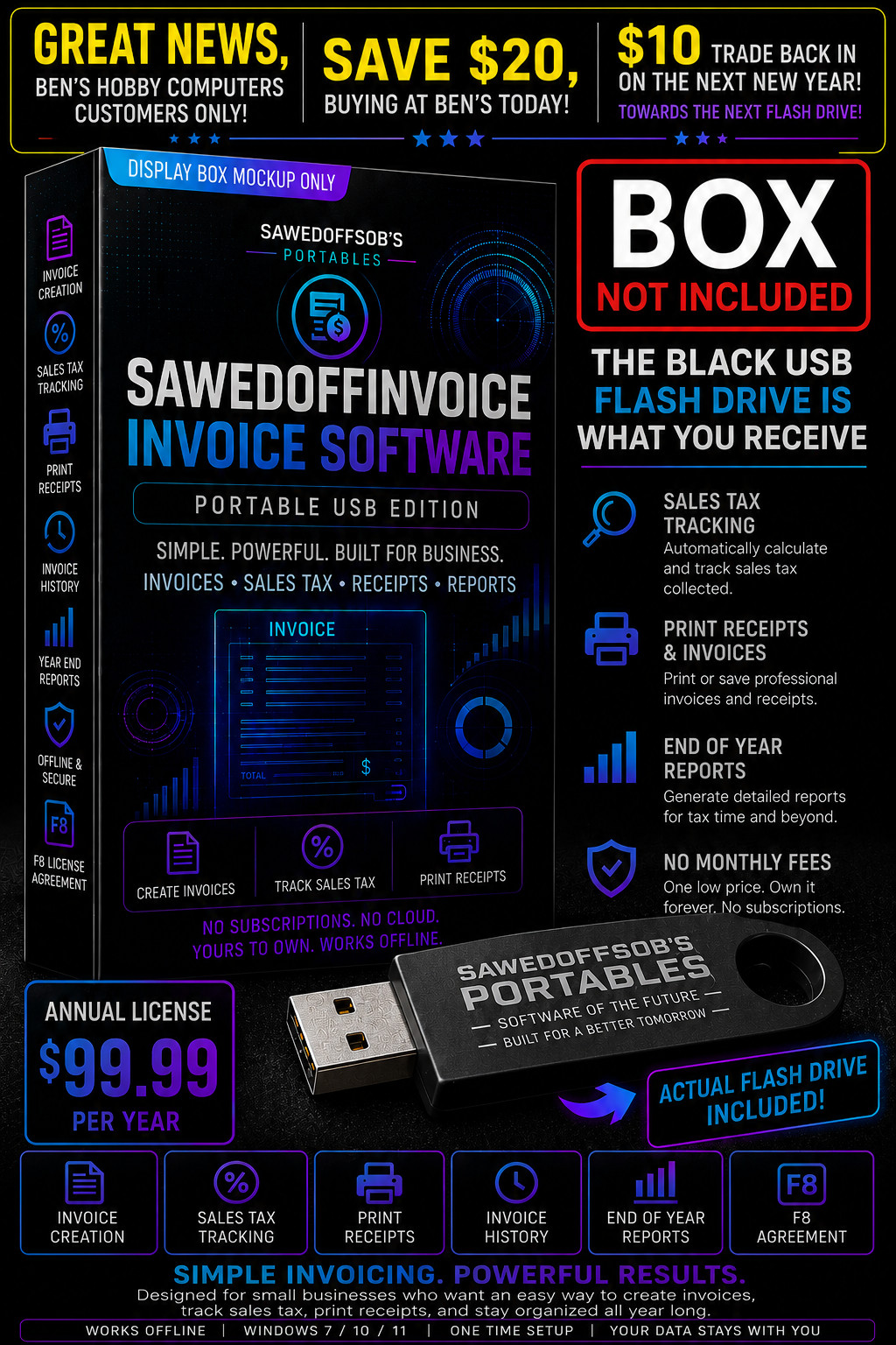 SawedoffInvoice Bookkeeping Invoice Software QuickBooks Style 1 Year Win 7 10 11