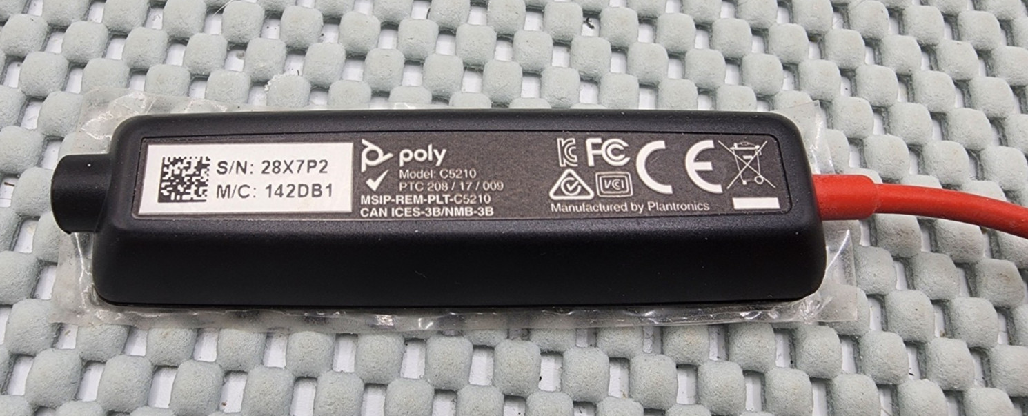 Plantronics Poly C5210 USB Type-A Headset In-Line Adapter