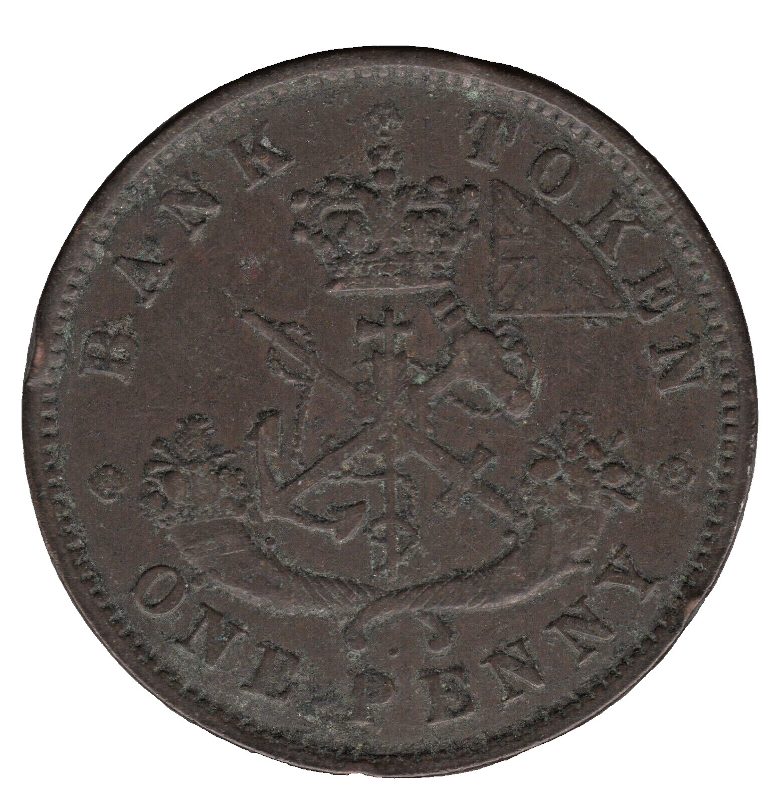 1850 Upper Canada Penny Token – Dot Between Cornucopias