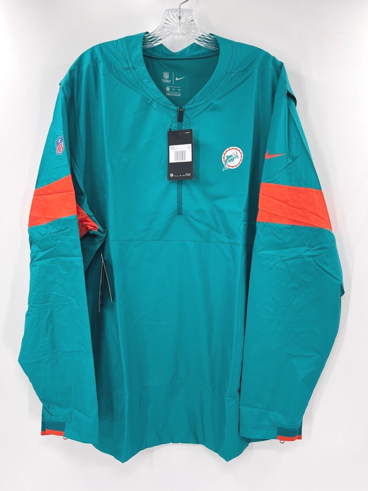MIAMI DOLPHINS THROWBACK AQUA&ORANGE LONG SLEEVE WINDBREAKER NEW W/ TAGS