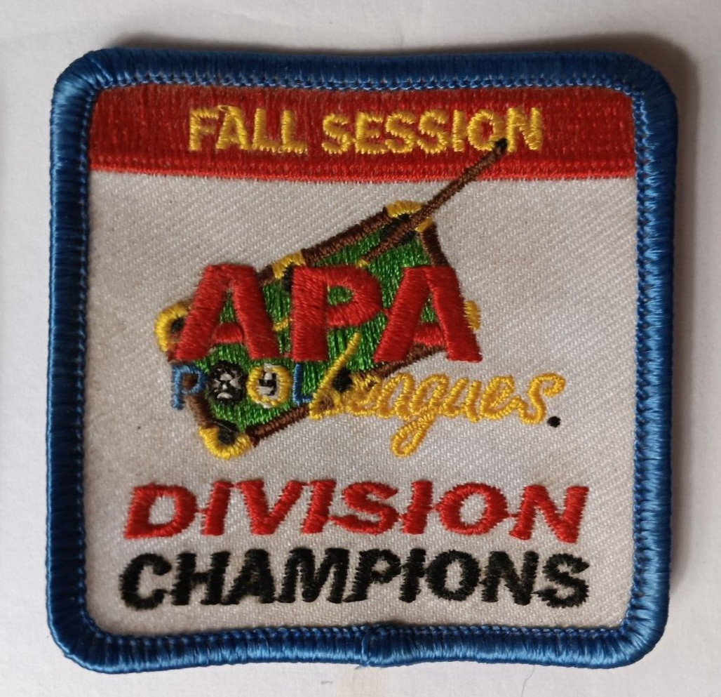 LOT OF FIVE POOL BILLIARDS DIVISION CHAMPIONS CLOTH PATCHES APA LEAGUES 2" x 2"