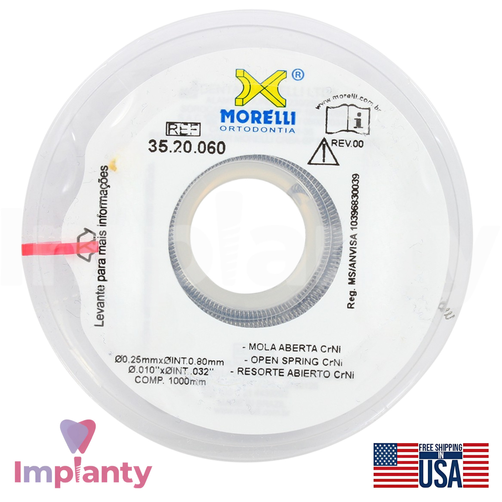 Morelli 0rthodontic Cr-Ni Open Dental Coil Spring Roll Rigid Dentistry Tool