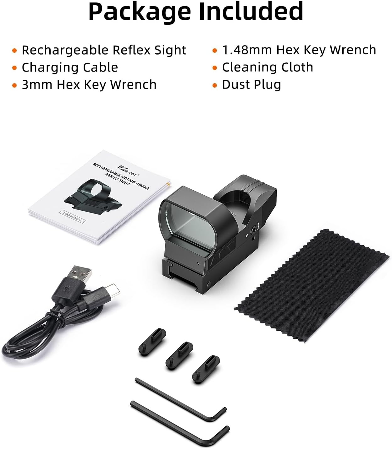 EZshoot Rechargeable Motion Awake Multiple Reticle Red Green Dot Sight, 40mm (1.