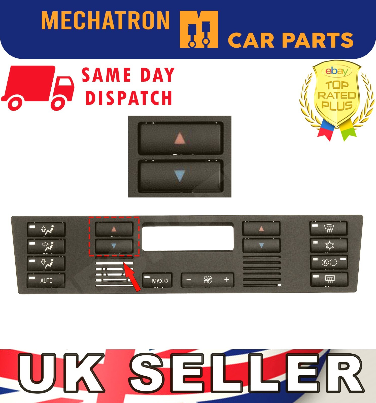 BMW X5 E39 E53 520 REPLACEMENT CLIMATE A/C CONTROL PANEL - VENT UP BUTTON
