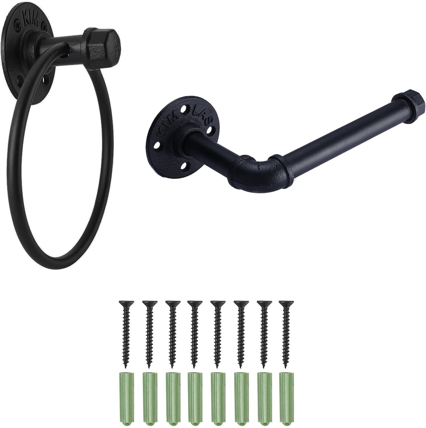 Industrial Pipe Bathroom Hardware Set Black Wall Mounted Hardware Accessories