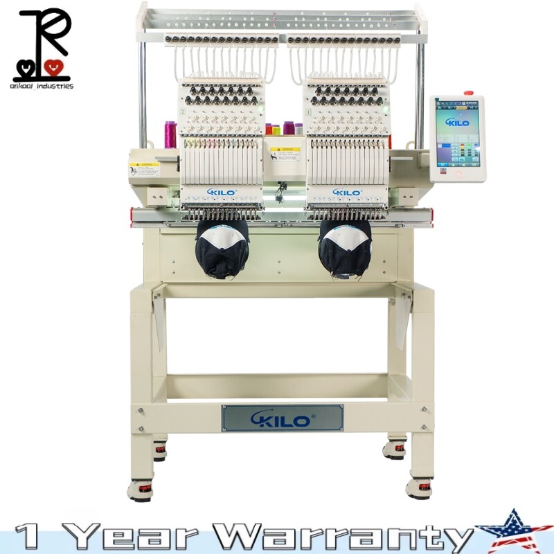 Double Head Commercial Embroidery Machine 15 Needles 17.7x15.7" for Hat Cap