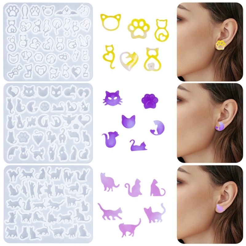 Multipurpose Lovely Cats Earring Silicone Mould for Handmade Accessories