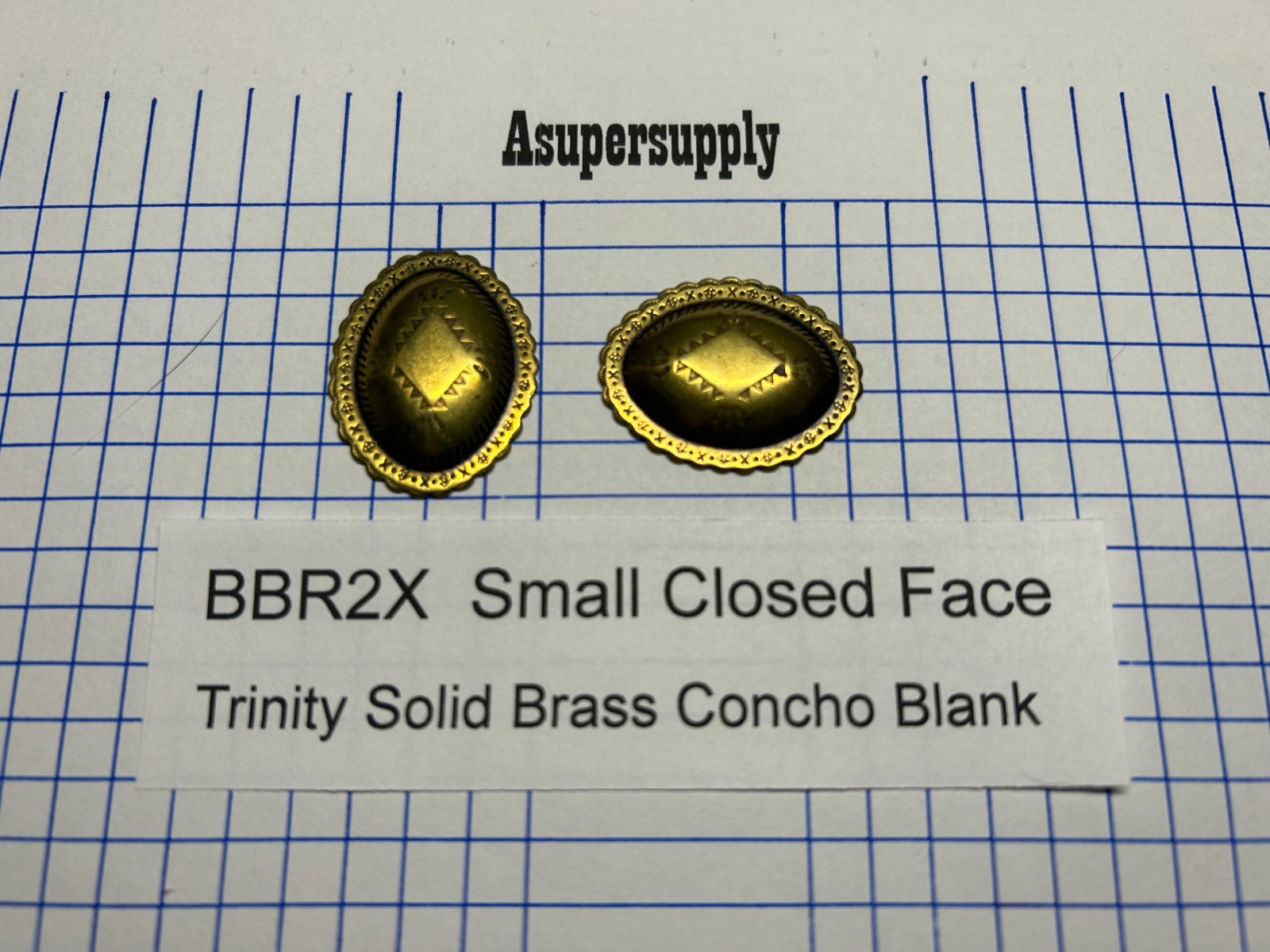 TRINITY CONCHO Blank BBR2X Sm. SOLID BRASS VINTAGE No Backing USA Leather Craft