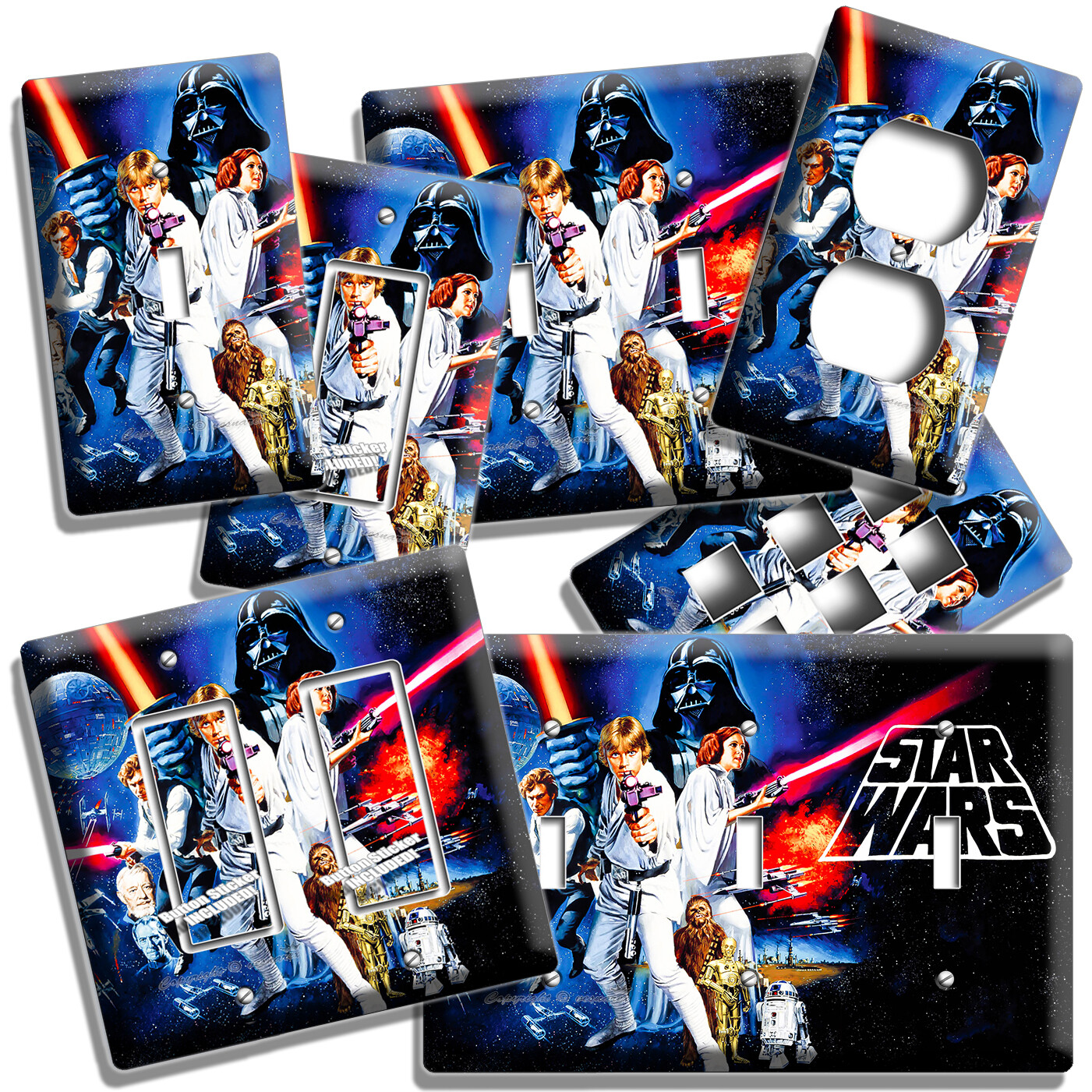 RETRO 1977 FIRST STAR WARS LUKE SKYWALKER LIGHT SWITCH OUTLET PLATES ROOM DECOR