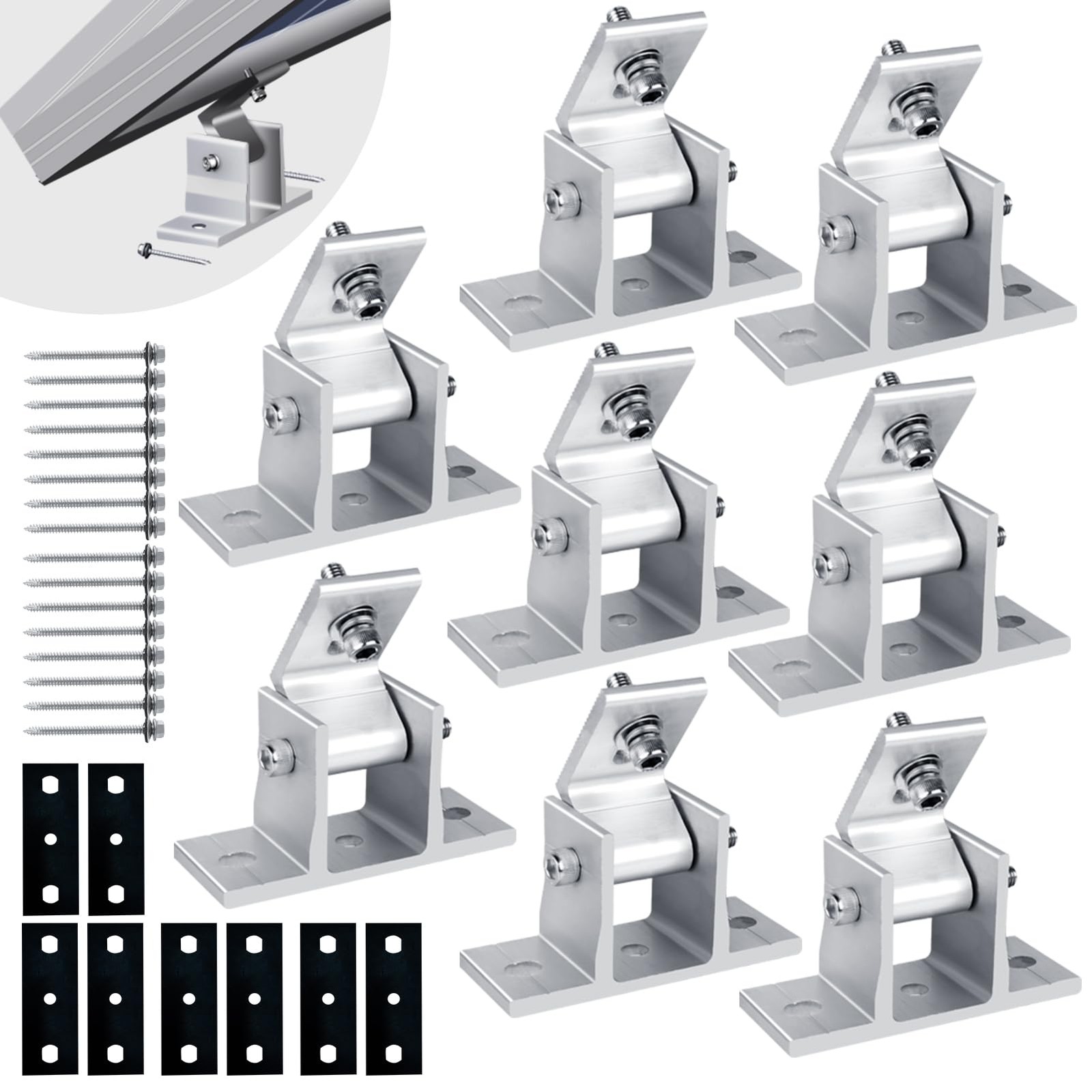 Solar Panel Mounting Brackets, 8PCS Adjustable RV 8PCS, Silver