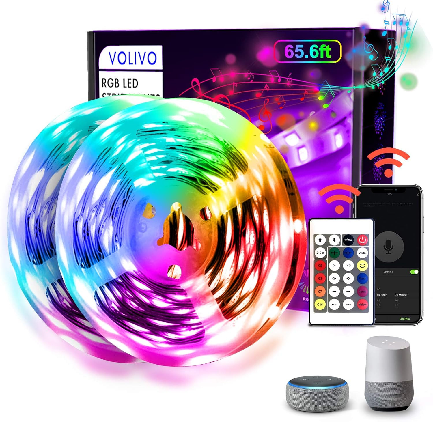 65.6 FT Wifi LED Strip Lights,Led Light Strip Compatible with Alexa and Google H