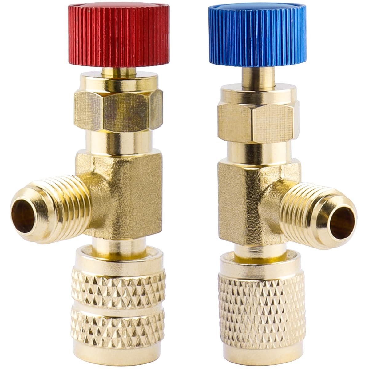 2Pcs Refrigerant Charging Valve Set, Brass Low Loss HVAC Fittings, 1/4" & 5/1...
