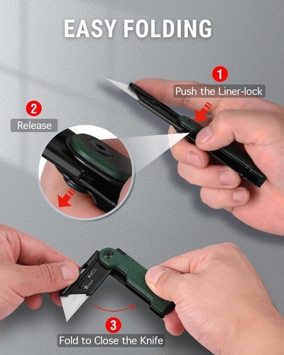 WORKPRO Folding Utility Knife with 10 Extra SK5 Blades EDC Razor Sharp Knife USA