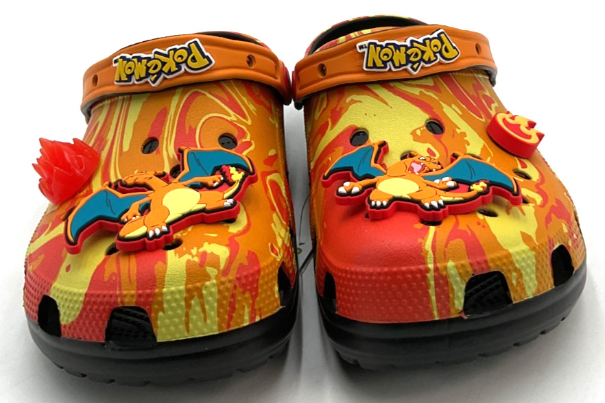 Pokémon x Crocs Charizard Classic Men's 8 / Women's 10 Fire Orange Clogs NIB