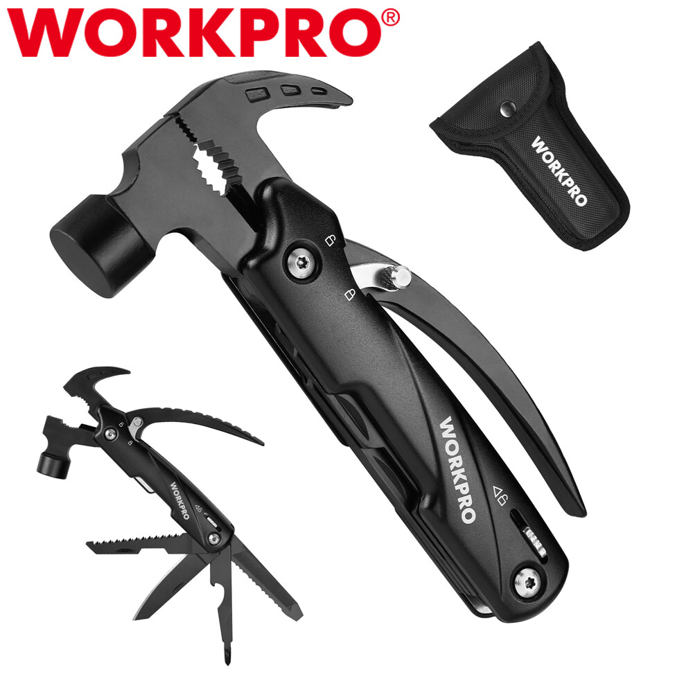 WORKPRO Multitool 12 in 1 Camping Tool w/Mini Hammer-EDC Gear Multi Tools Hammer