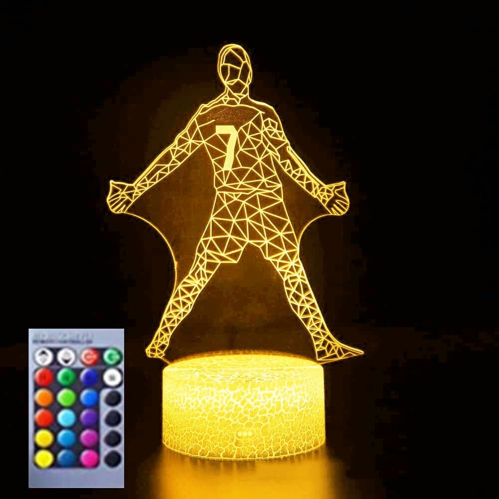 3D Illusion Football Night Light  16 Color Changing Table Desk Decor Lamp