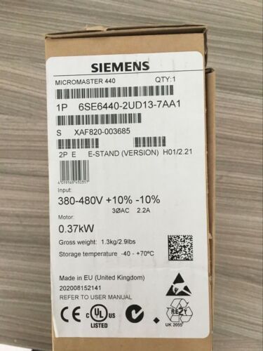 Siemens 6SE6440-2UD13-7AA1 1PC New 6SE6 440-2UD13-7AA1 In Box Expedited Shipping