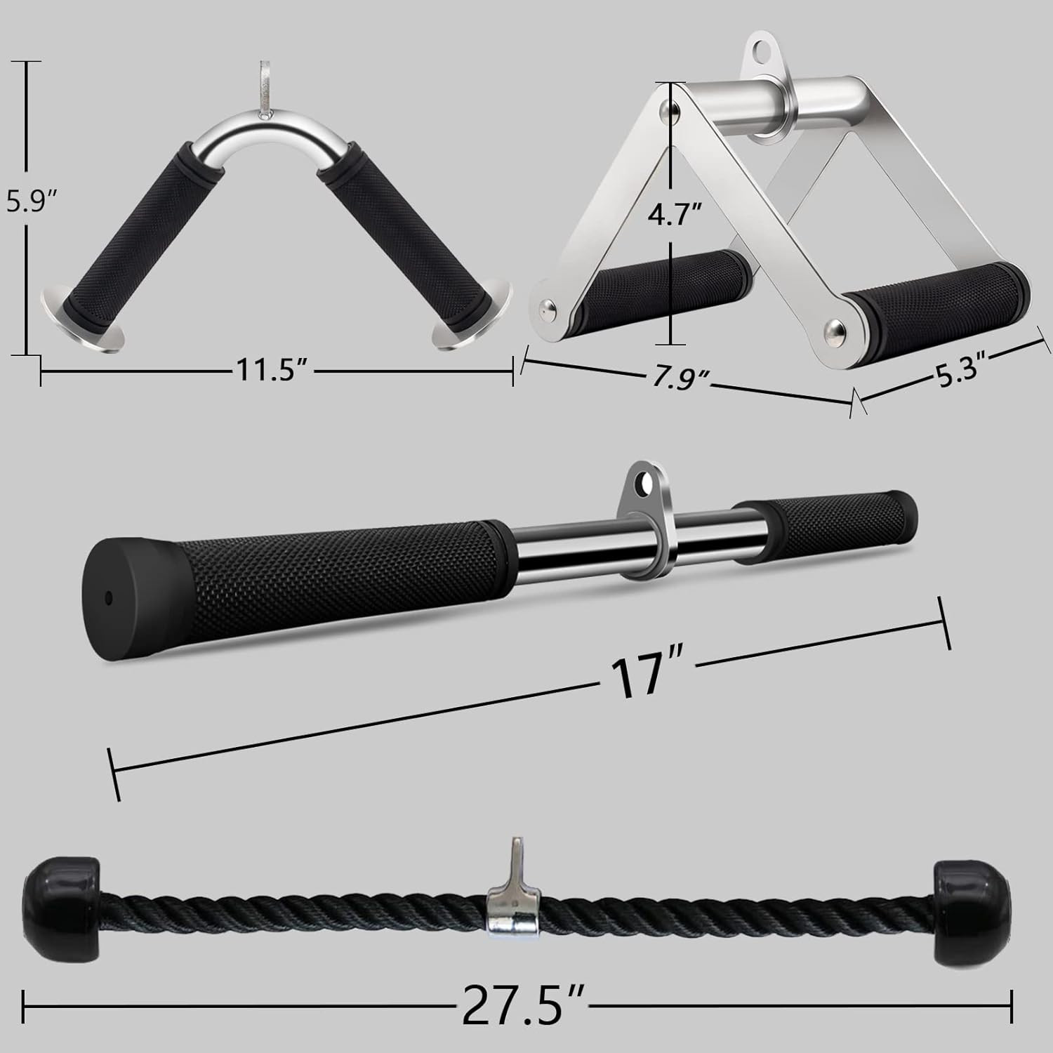 Cable Machine Attachment Set Gym Handle Pulley Attachment Combo Workout Handles
