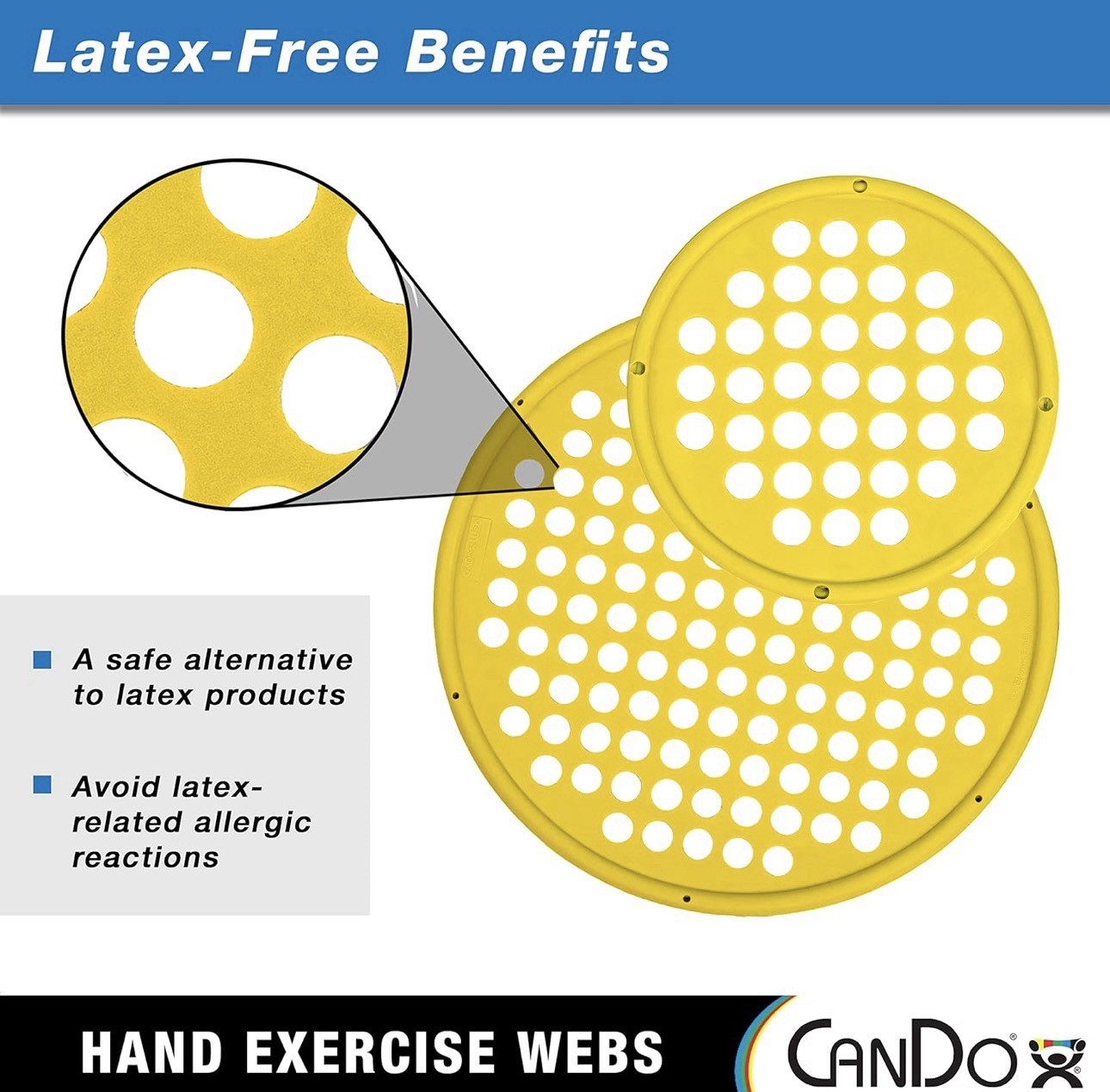 CanDo Hand Exercise Webs for Physical Therapy. 14" Diameter, Yellow: X-Light