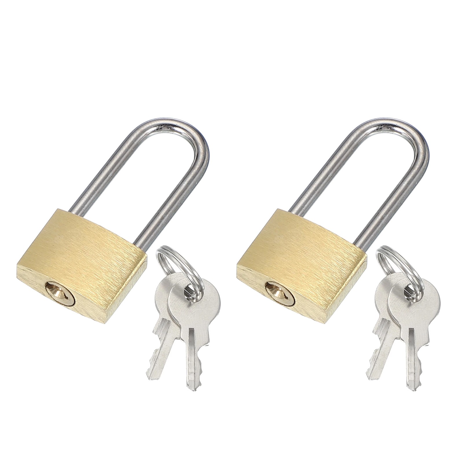 2 Pcs Solid Brass Padlocks 2.05" Long Shackle Lock with 2 Keys