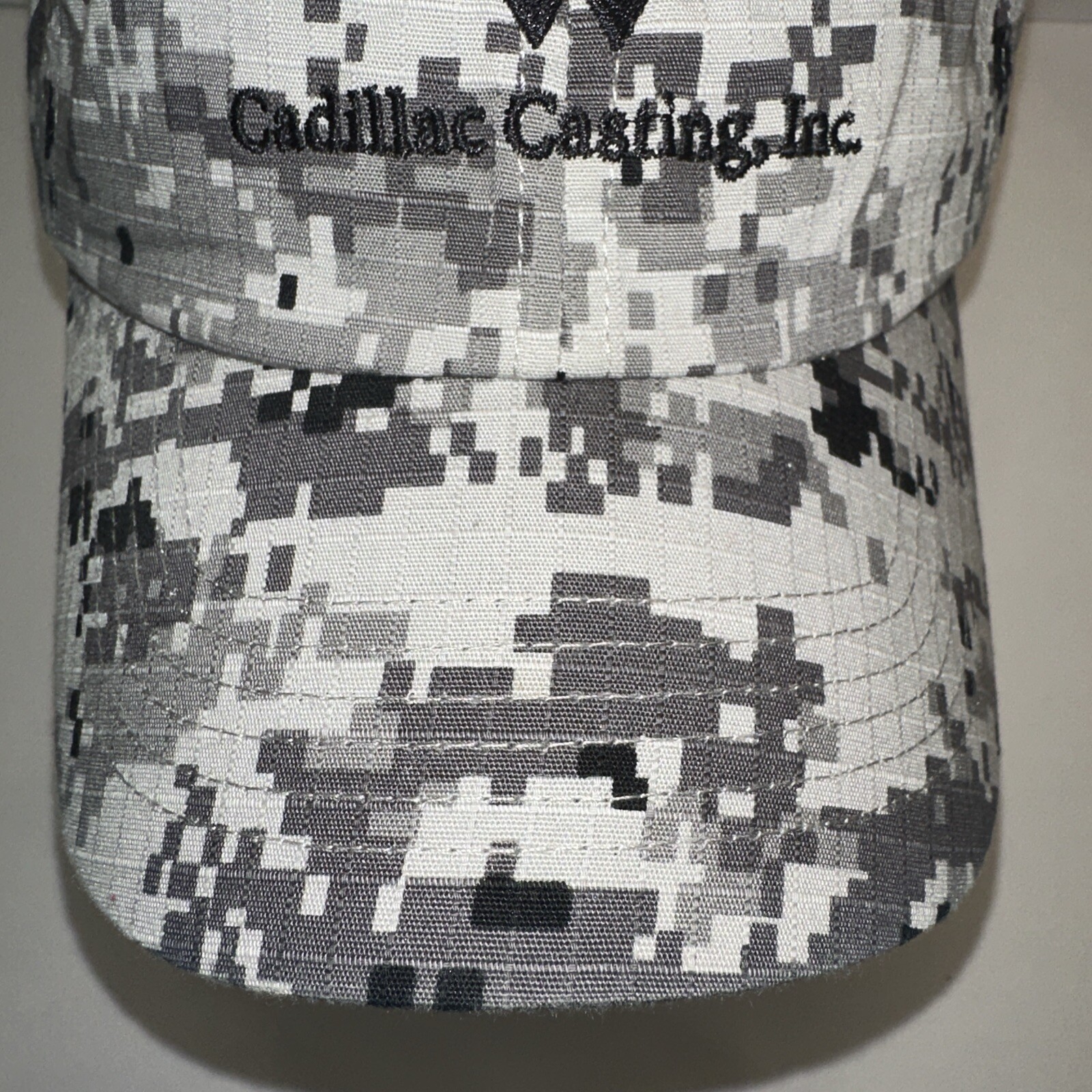 Cadillac Casting INC Gray black Hat Cap Digital Camouflage Hook Loop OSFA