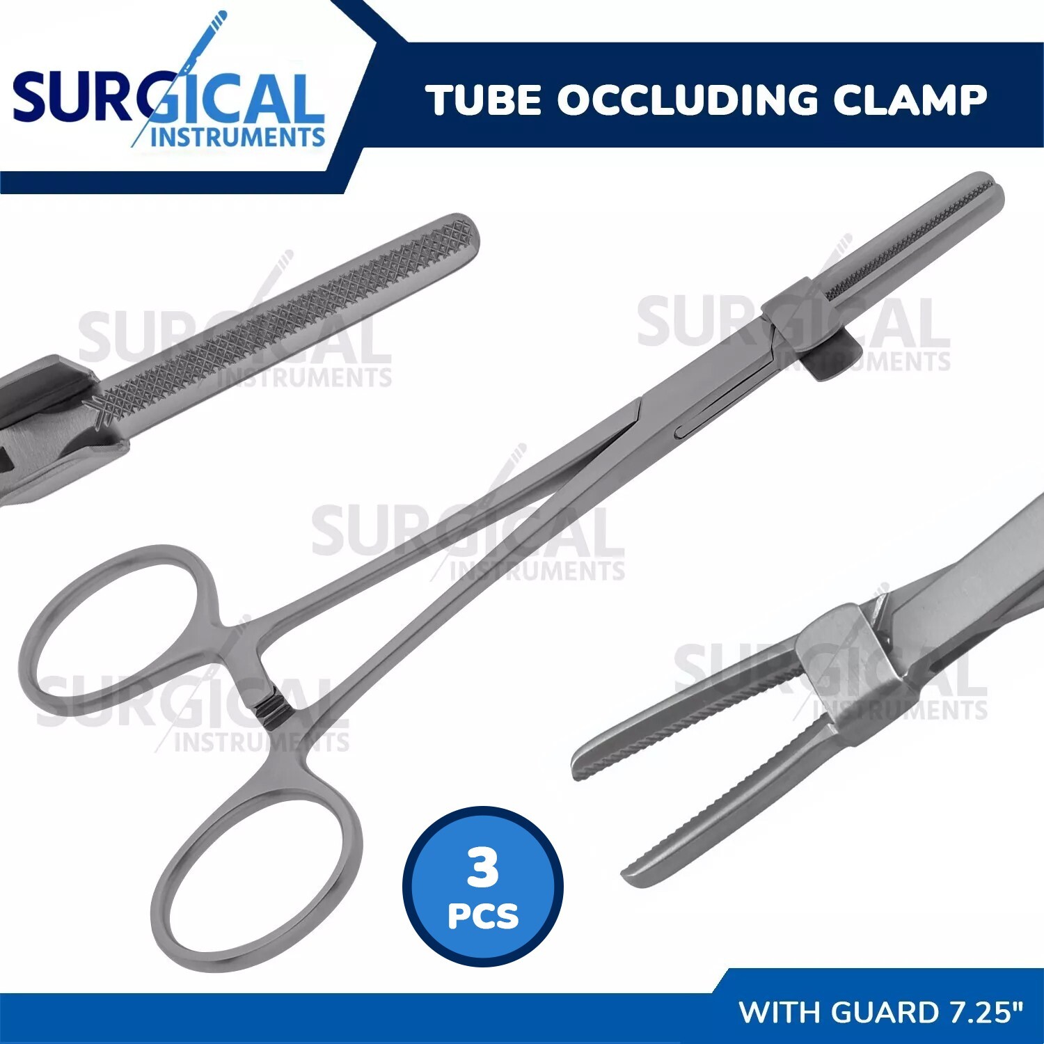 3 Pcs TUBE Occluding Clamp Forceps w/Guard 7.25" Surgical Instruments German Gr