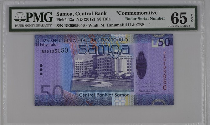 Samoa 50 Tala ND(2012) P42 UNC - Hybrid Polymer / PMG GEM65EPQ / Radar 0505050